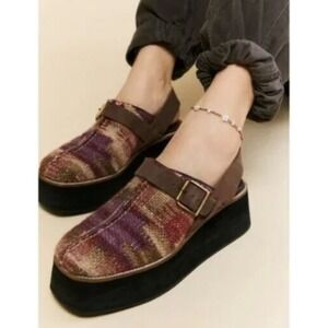 Free People Brown and Black Platform Mules